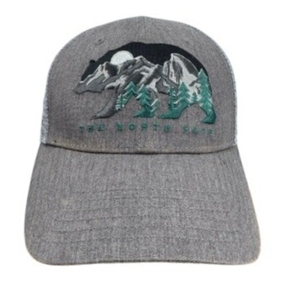 The North Face Bear Trucker Hat Men One Size Grey Mountain Landscape Snapback